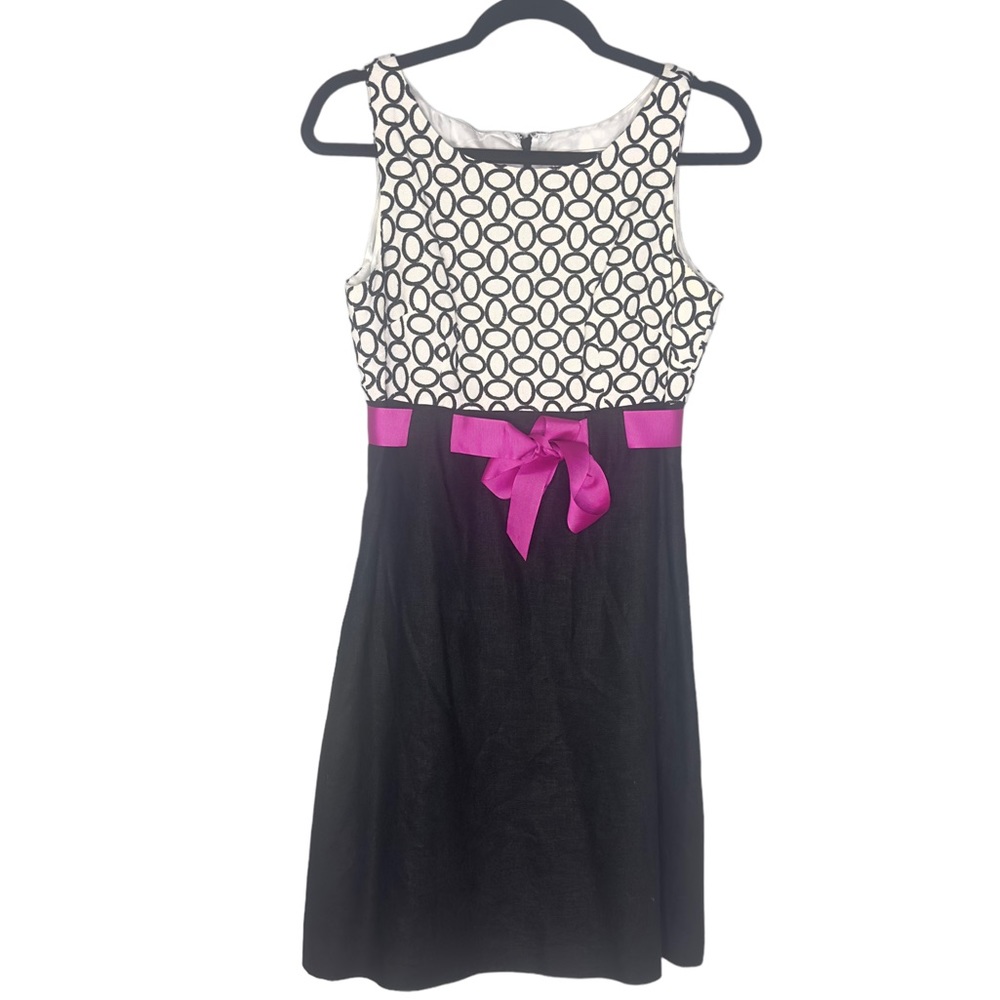 Willow Glenn Sheath Dress Black And White Linen Blend Size 6